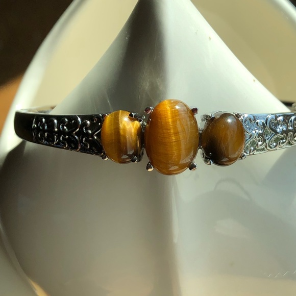 South African Tigers Eye Jewelry - NWT Tiger Eye Stainless Steel Bangle Bracelet